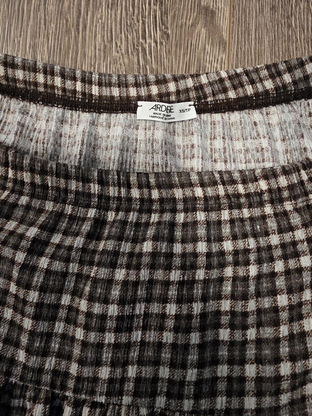 Ardene Brown Plaid Ruffle Mini Skirt |  XS Tiered Flowy Cottagecore - Picture 3 of 5